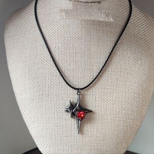 Whimsygoth Silver and Red Pendant Necklace
